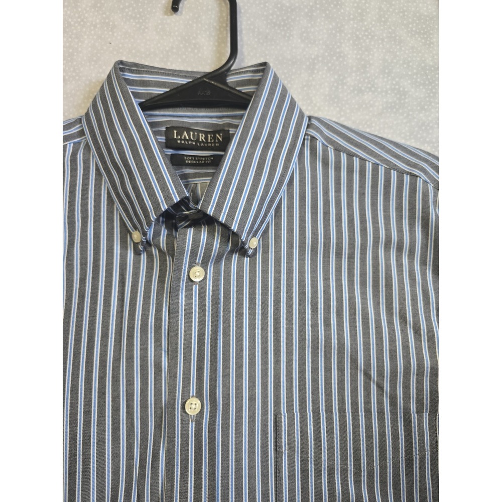 Lauren Ralph Lauren Soft Stretch Reg Fit Men's Medium Gray & Blue Striped NWT